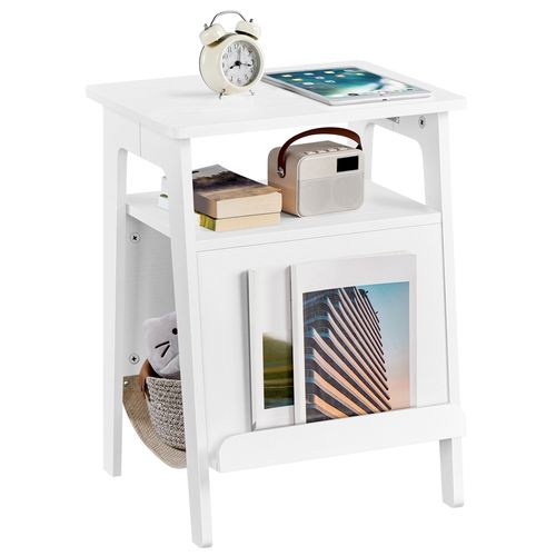 Table D'appoint Pour Chat Avec Lit Bout De Canapé En Bois Avec Niche Range-magazines Blanc