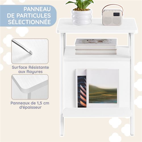 Table D'appoint Pour Chat Avec Lit Bout De Canapé En Bois Avec Niche Range-magazines Blanc