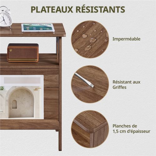 Table D'appoint Pour Chat Avec Lit Bout De Canapé En Bois Avec Niche Range-magazines Noyer