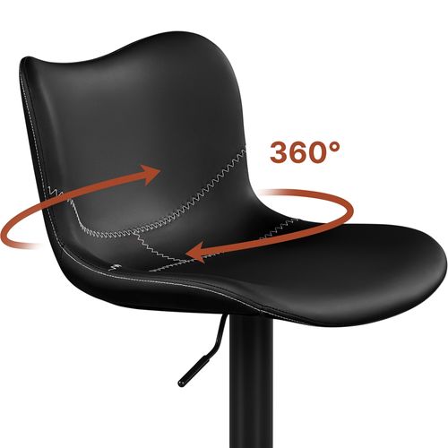 Lot De 2 Tabourets De Bar En Similicuir Réglables En Hauteur Avec Repose-pieds Noir