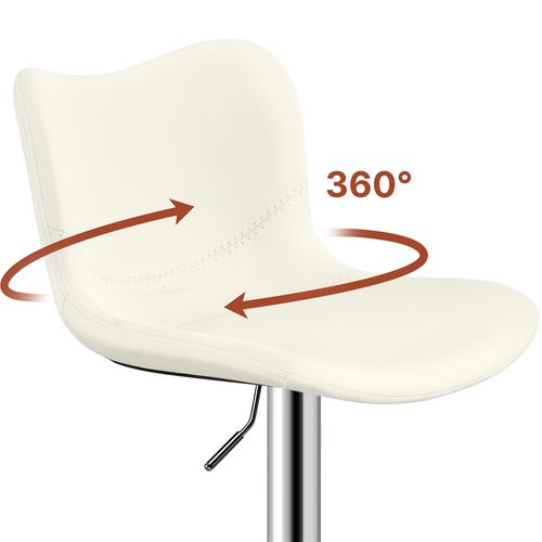 Lot De 2 Tabourets De Bar En Similicuir Réglables En Hauteur Avec Repose-pieds Blanc