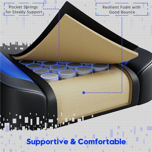 Fauteuil Gaming Inclinable Avec Repose-pieds Et Assise Réglable En Hauteur Noir/bleu