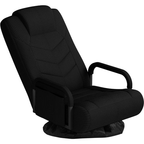 Fauteuil Gaming Au Sol Pivotant Avec Dossier Inclinable Et Coussin Appui-tête Noir