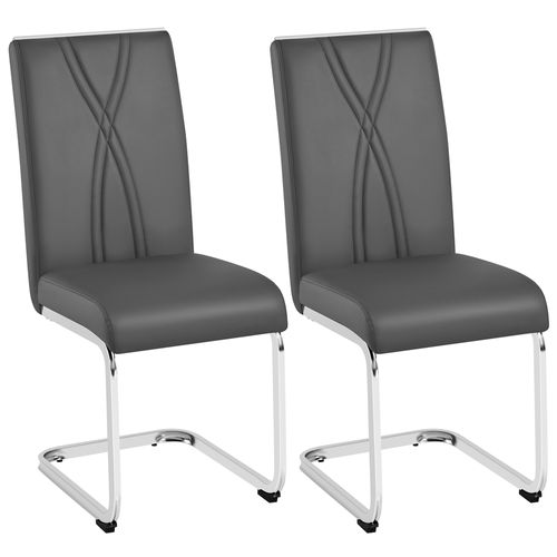 Lot De 2 Ensemble De Chaises De Cuisine En Simili Avec Pieds Métalliques En U Gris