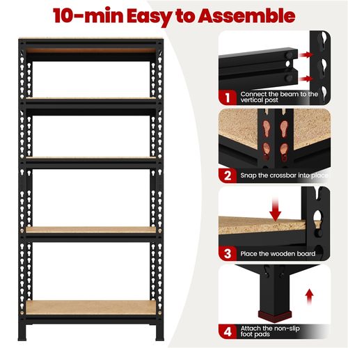 Étagère De Rangement Sans Vis à 5 Niveaux 70 Cm L × 30 Cm L × 150 Cm H Noir