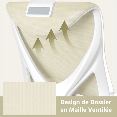 Chaise De Bureau Ergonomique En Maille Avec Accoudoirs Relevables à 90°beige