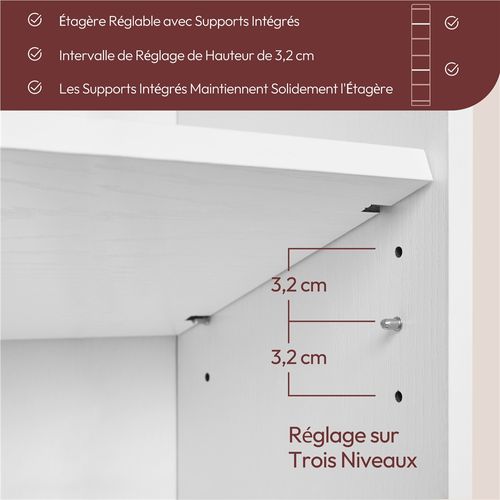 Bibliothèque Étroite Ouverte à 7 Niveaux Étagère Haute Blanc