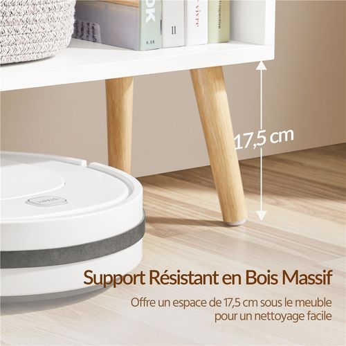 Bibliothèque à 4 Niveaux Avec 2 Armoires De Rangement Scandinave Blanc