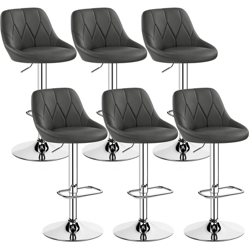 Lot De 6 Tabourets De Bar Moderne Avec Assise Pivotante Réglable En Hauteur Gris Foncé