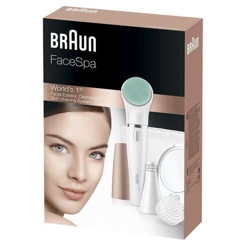 Facespa 851v 3-en-1 Épilateur Électrique Femme Visage Et Épilation Blanc/bronze, Brosse Nettoyante,