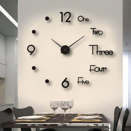 Horloge Murale 80-130 Cm, Diy, La Position Des Chiffres Adjustable, Acrylique, Non Toxique, Noir