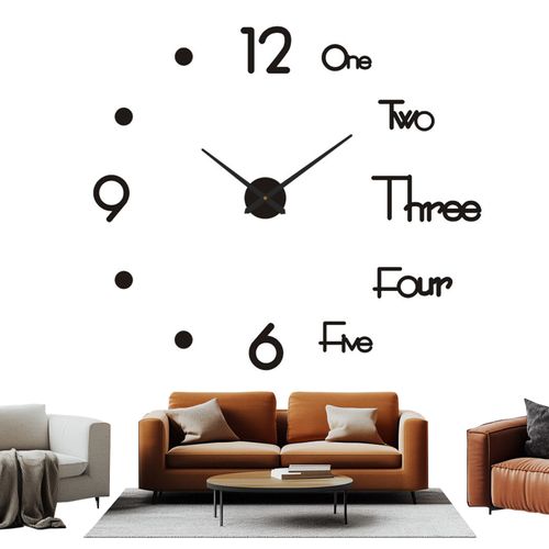 Horloge Murale 80-130 Cm, Diy, La Position Des Chiffres Adjustable, Acrylique, Non Toxique, Noir