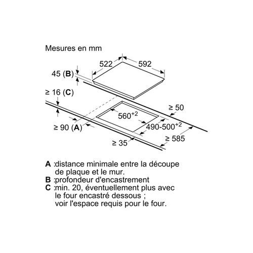 Table De Cuisson Vitrocéramique 60cm 3 Feux 5700w Noir - Et61rbmb8e