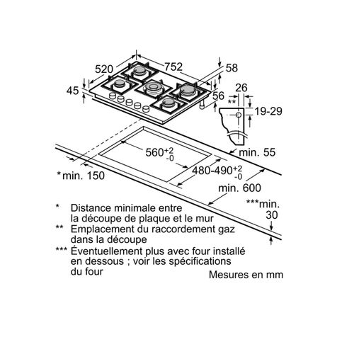 Table De Cuisson Gaz 75cm 5 Feux 11500w Noir - Ep7a6qi40
