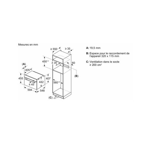 Four Compact Micro-ondes encastrable 60x45 cm - 45l - Cm724g1b1f