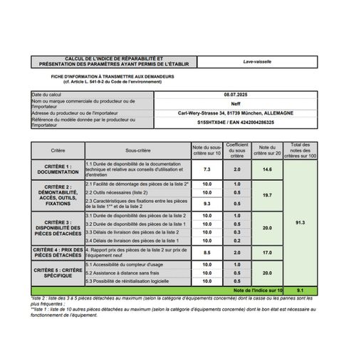Lave-vaisselle 60cm 13 Couverts 46db Tout Intégrable - S155htx04e