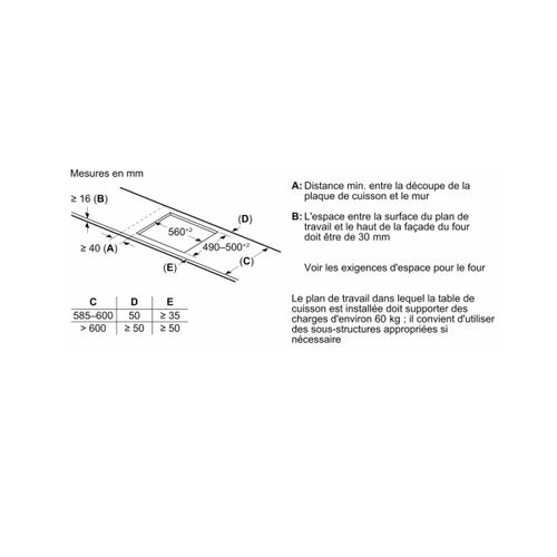 Table De Cuisson Induction 60cm 4 Feux 7400w Noir - Pie631hb1e
