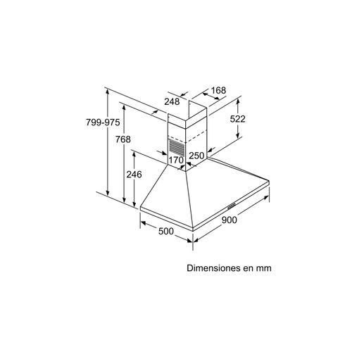 Hotte Décorative 3bc696mx Hotte 600 M³/h Acier Inoxydable A