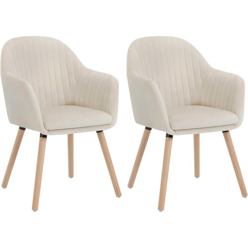 Lot De 2 Chaises De Salle à Manger Pour Cuisine/salon. Siège En Velours Pieds En Bois Massif. Crème