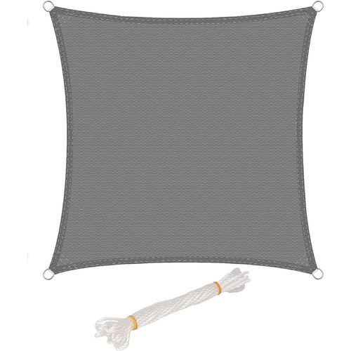 Voile D’ombrage 5x5m Carré En Hdpe.protection Contre Le Soleil.gris