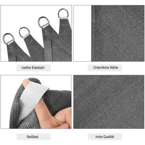 Voile D’ombrage 3.6x3.6x3.6m Triangulaire En Hdpe. Protection Contre Le Soleil .gris