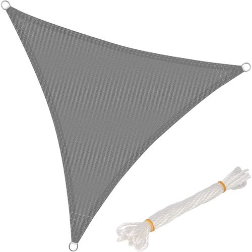 Voile D’ombrage 3.6x3.6x3.6m Triangulaire En Hdpe. Protection Contre Le Soleil .gris