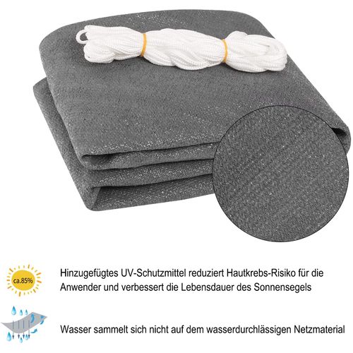 Voile D’ombrage 3.6x3.6x5.1m Triangulaire En Hdpe. Protection Contre Le Soleil .gris