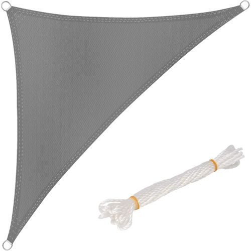Voile D’ombrage 3.6x3.6x5.1m Triangulaire En Hdpe. Protection Contre Le Soleil .gris