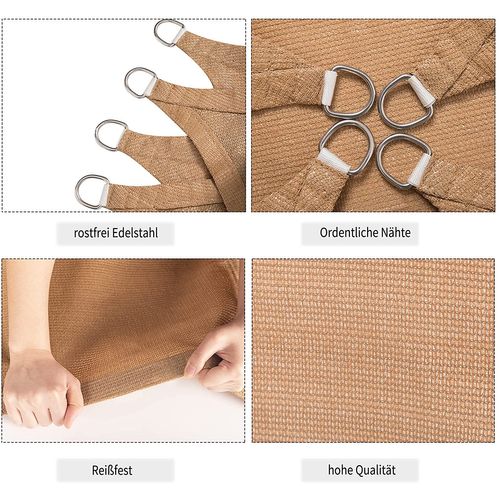 Voile D’ombrage Rectangulaire 3x4m En Hdpe.protection Contre Le Soleil. Sable