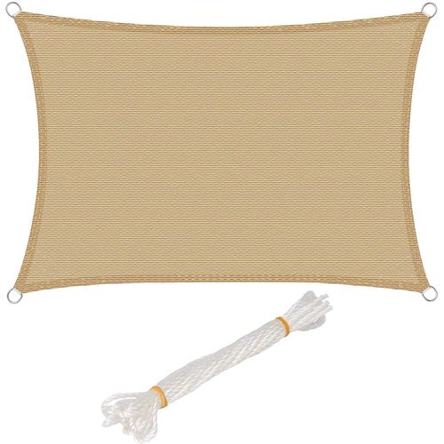 Voile D’ombrage Rectangulaire 3x4m En Hdpe.protection Contre Le Soleil. Sable