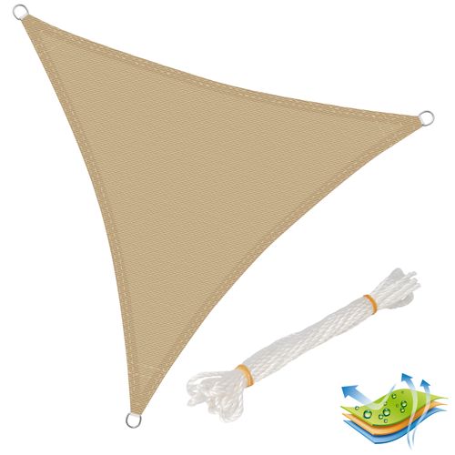 Voile D’ombrage 4x4x4 M Triangulaire En Hdpe.protection Contre Le Soleil. Sable
