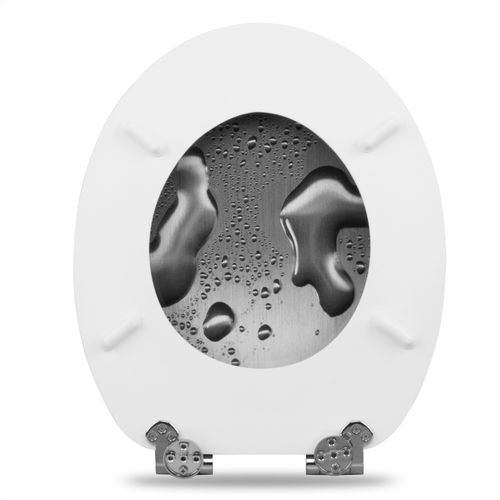 Abattant De Toilette En Mdf Avec Charnière.couvercle De Wc.43.2x37.6cm.goutte D'eau.gris