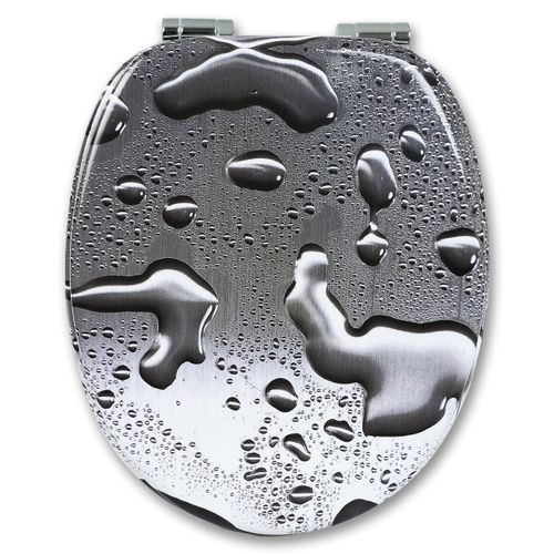 Abattant De Toilette En Mdf Avec Charnière.couvercle De Wc.43.2x37.6cm.goutte D'eau.gris