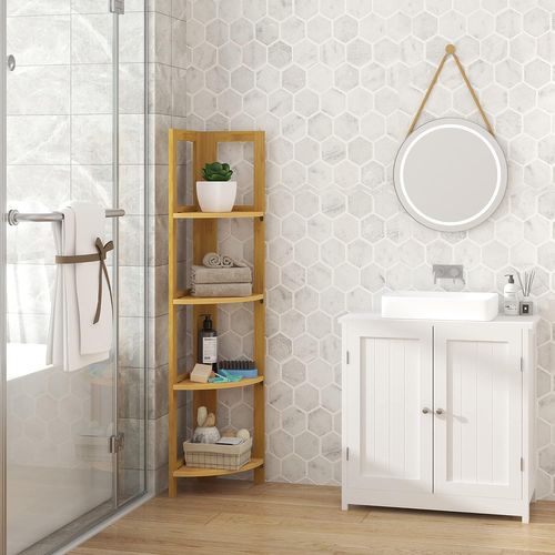 Etagère En Bambou. Etagère De Salle De Bain/cuisine. Etagère à 4 Niveaux. 27x38x120 Cm