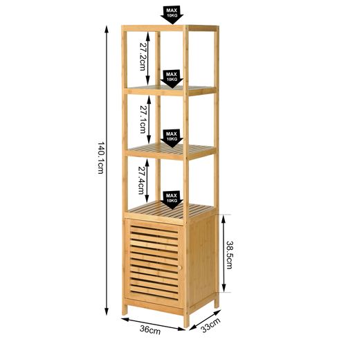 Etagère En Bambou. Rangement Pour Salle De Bain/cuisine. 36x33x140 Cm
