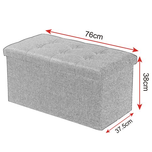 Tabouret Banc Coffre De Rangement Pouf Pliable En Lin-couvercle Amovible-76x37.5x38cm-gris Foncé