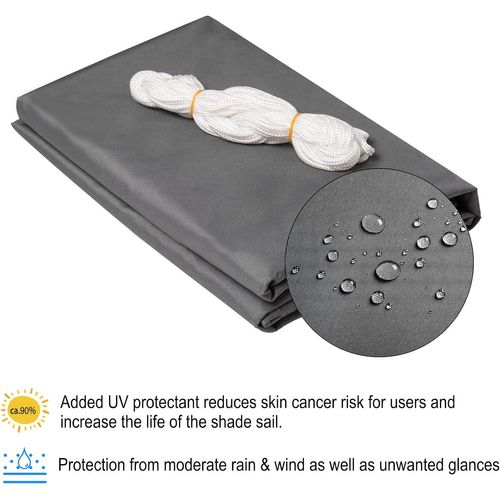 Voile D'ombrage Triangulaire 5x5x7 M-imperméable-Anti 93% Uv-Polyester Avec Protection UV-Gris