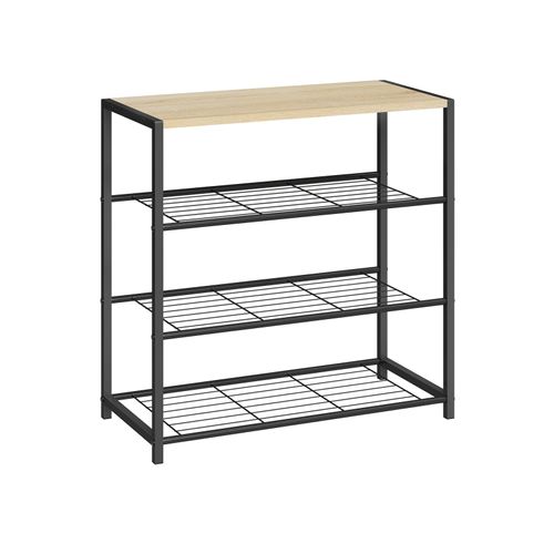 Banc à Chaussures Étagère à Chaussures.Meuble De Rangement 3 Niveaux Pour 9 Paires.MDF+Métal