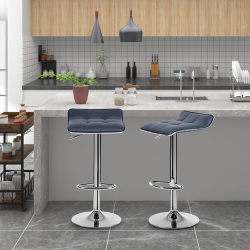 Lot De 4 Tabouret De Bar En Cuir Synthétique-Tabouret De Bar Pivotant-Hauteur Réglable-Gris