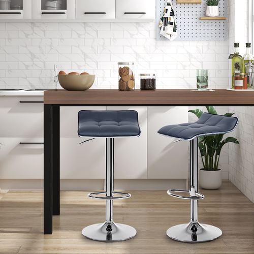 Lot De 4 Tabouret De Bar En Cuir Synthétique-Tabouret De Bar Pivotant-Hauteur Réglable-Gris