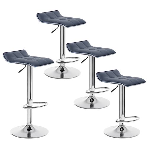 Lot De 4 Tabouret De Bar En Cuir Synthétique-Tabouret De Bar Pivotant-Hauteur Réglable-Gris