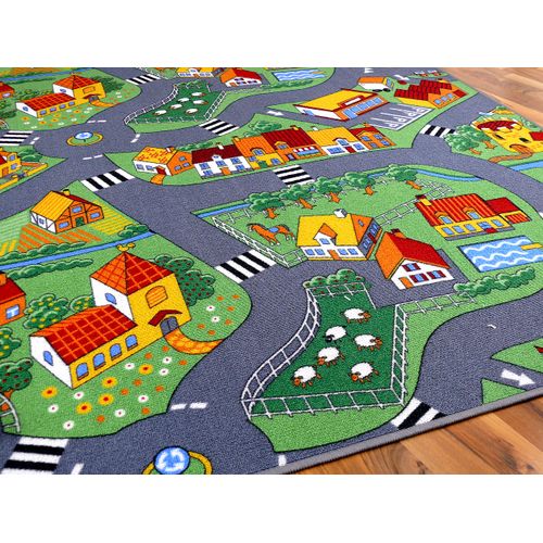 Tapis Rues Pour Enfants Little Village 160x200cm Vert