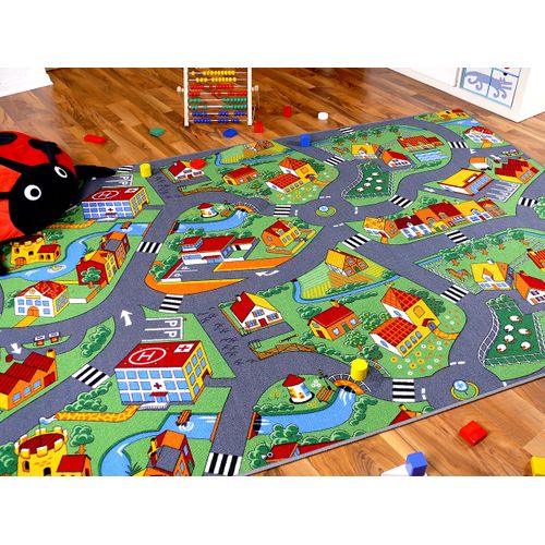 Tapis Rues Pour Enfants Little Village 160x200cm Vert