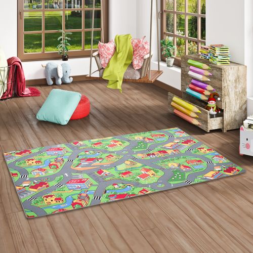 Tapis Rues Pour Enfants Little Village 160x200cm Vert