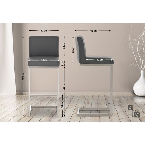 Tabouret De Bar Paros En Similicuir Gris