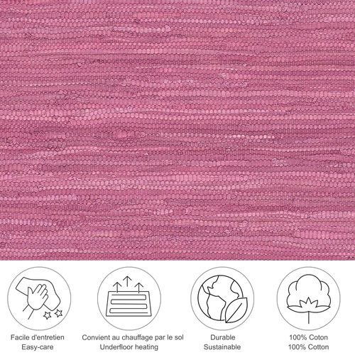 Tapis Réversible En Coton Happy Cotton 40x60 Cm - Lilas