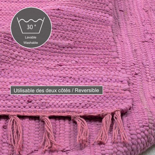 Tapis Réversible En Coton Happy Cotton 120x180 Cm - Lilas