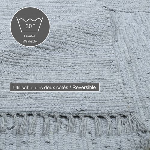 Tapis Réversible En Coton Happy Cotton 120x180 Cm - Gris