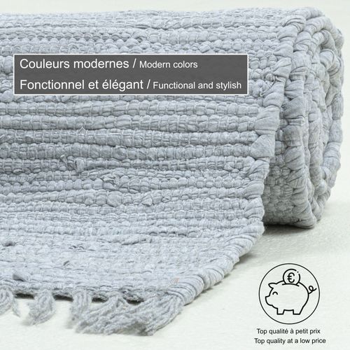 Tapis Réversible En Coton Happy Cotton 70x140 Cm - Gris