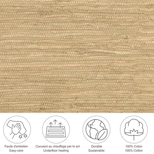 Tapis Réversible En Coton Happy Cotton 70x140 Cm - Crème